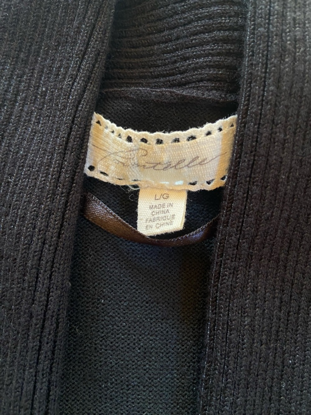 Black Ribbed Open-Front Cardigan - Picture 3 of 8